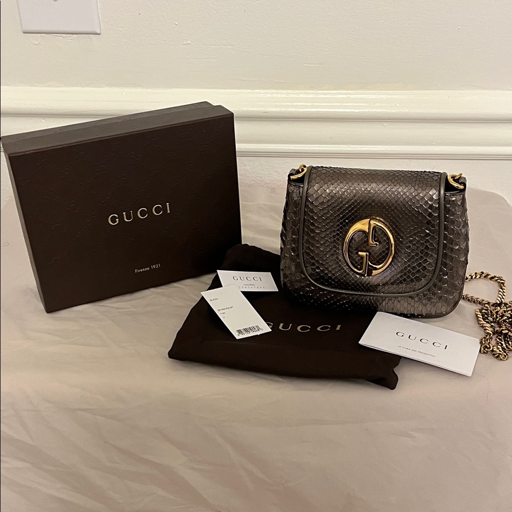 Gucci Gold and Bronze Python Crossbody Bag